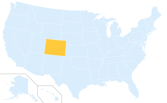 Colorado highlighted on a map of the United States