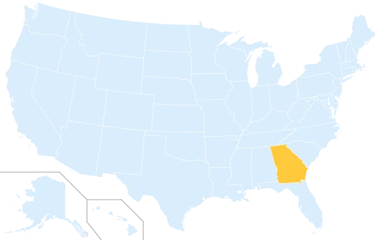Georgia highlighted on a map of the United States
