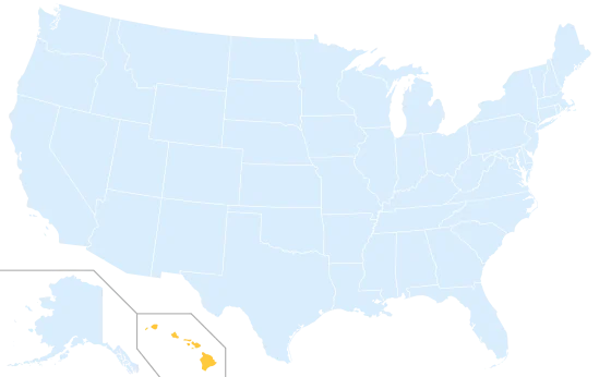 Hawaii highlighted on a map of the United States