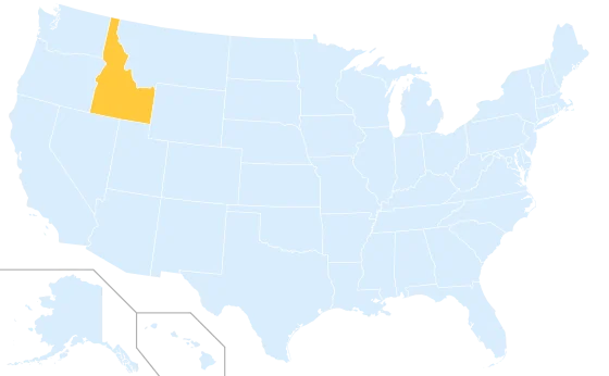 Idaho highlighted on a map of the United States