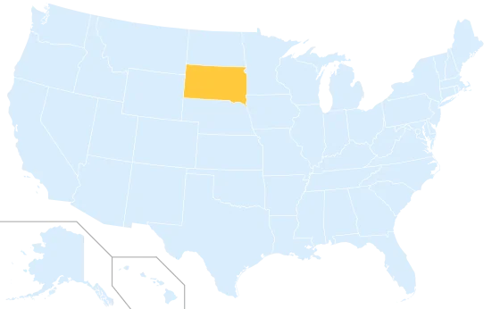 South Dakota highlighted on a map of the United States