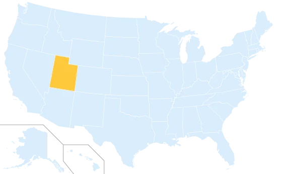 Utah highlighted on a map of the United States