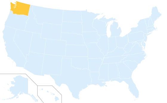 Washington highlighted on a map of the United States
